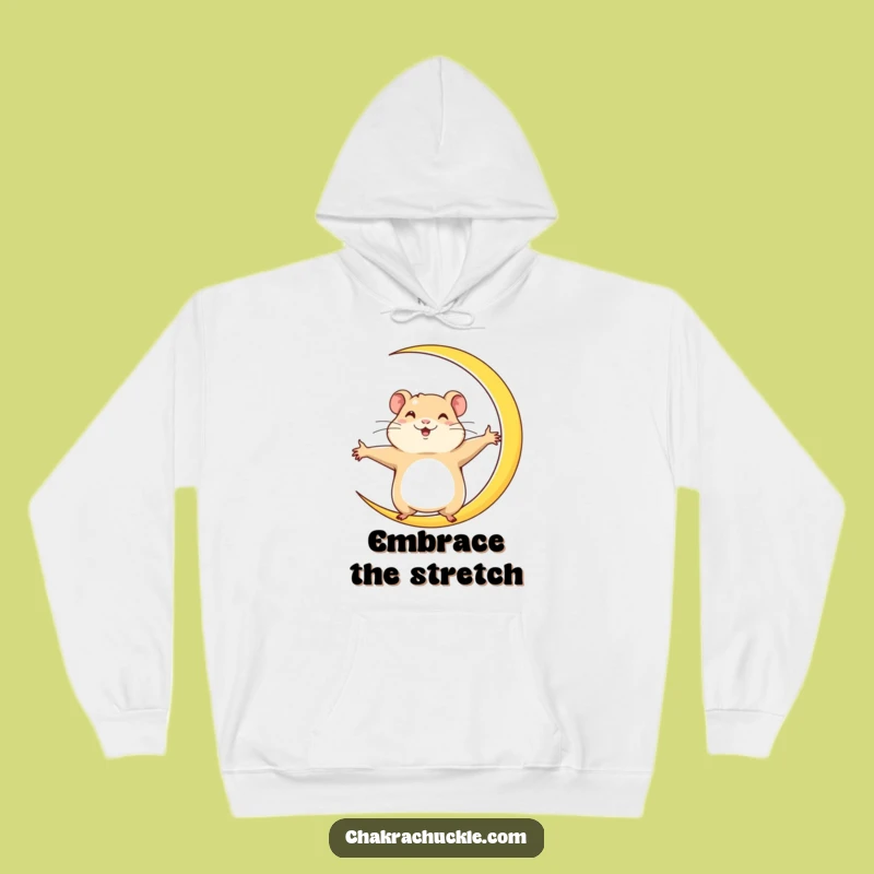 Funny Hamster Crescent Moon Hoodie: Cozy Yoga Sweatshirt for Determined Souls
