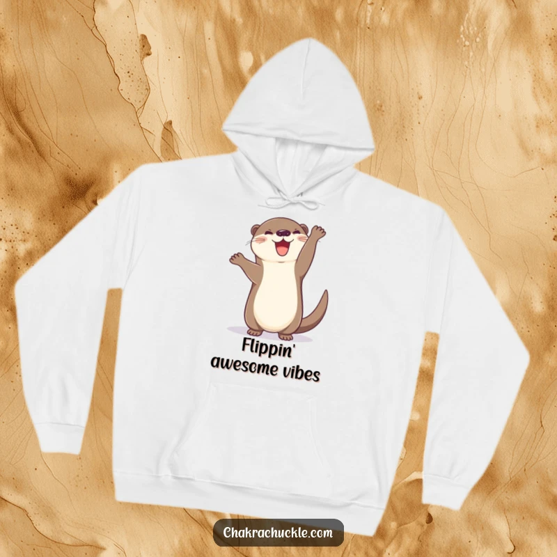 Funny Otter Hoodie: A cheerful otter hilariously attempts a handstand, tail wagging with pure, uninhibited joy and playful energy.