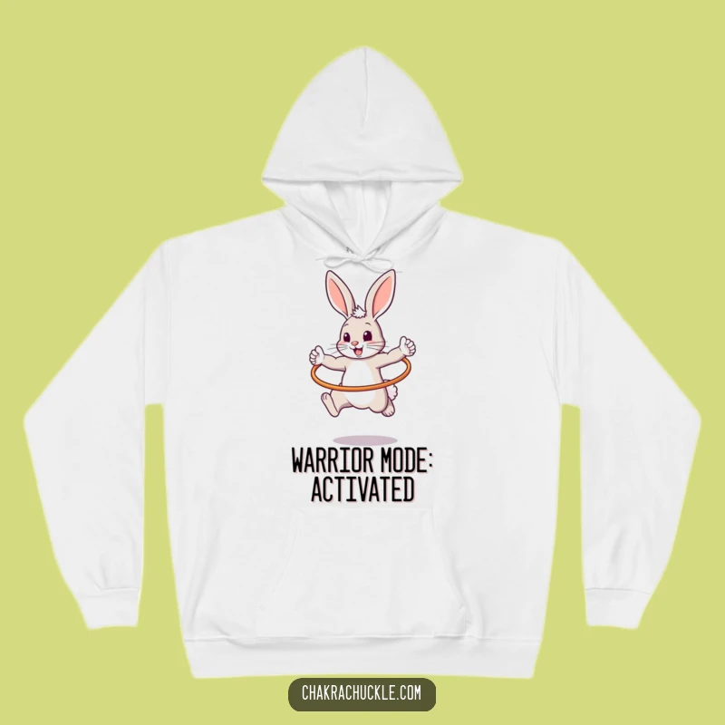 Funny Warrior Bunny Hoodie: Cozy Bouncy Hoop Pose Sweatshirt, Great Gift