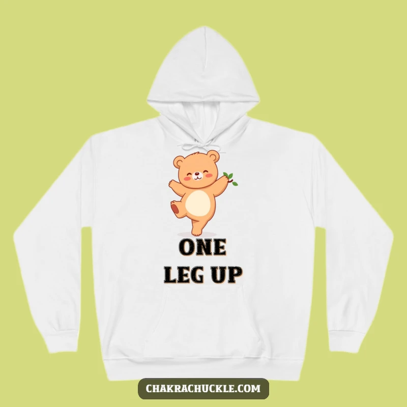 Cozy Funny Kawaii Bear Yoga Hoodie: Warm Tree Pose Sweatshirt for Comfort Lovers Gift