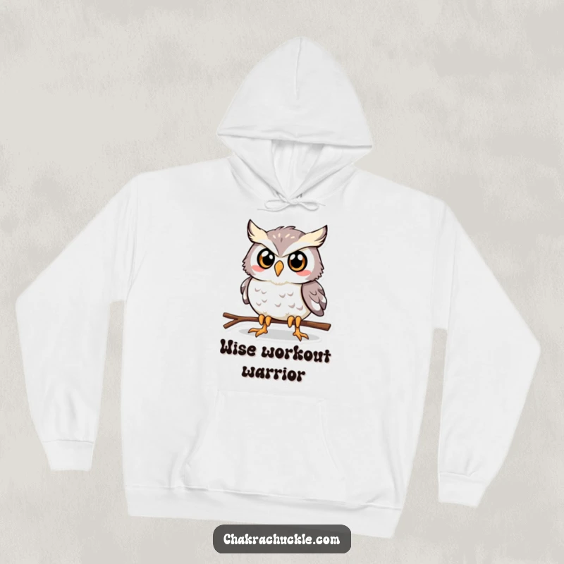 Funny Owl Plank Hoodie: A determined, happy owl striking a plank pose, designed for humorous comfort and strength.