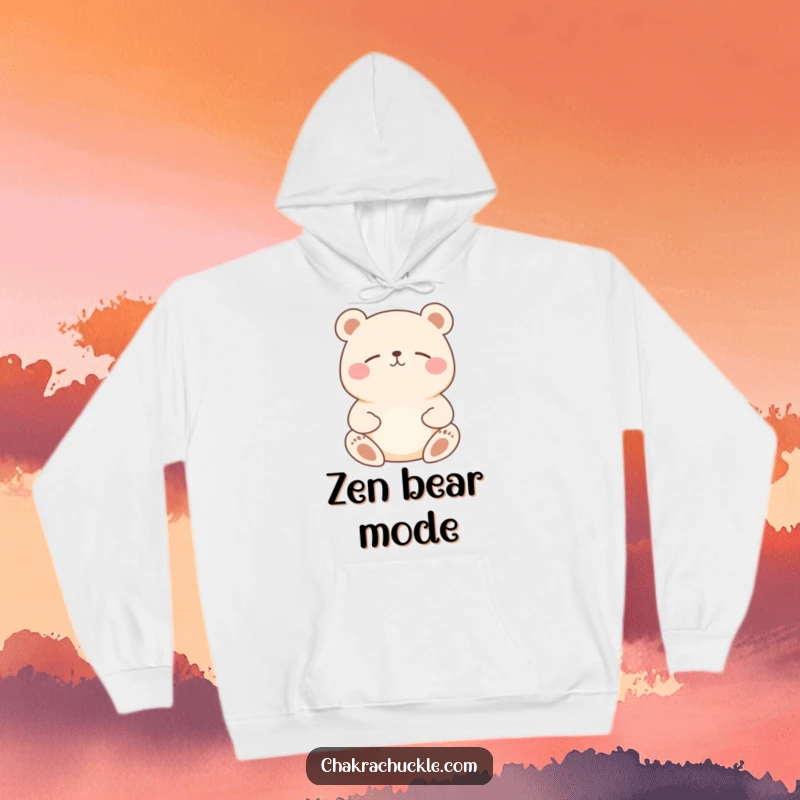 Funny Bear Meditation Hoodie: Happy, round bear meditating with eyes closed, offering warmth and humor.
