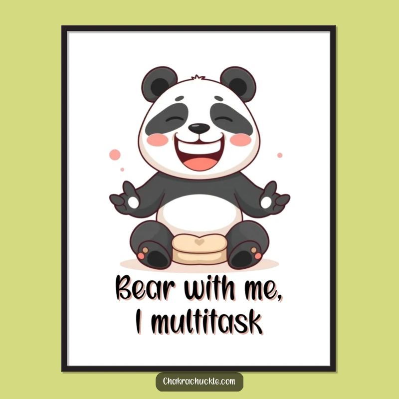 Free Printable Panda Meditation Juggling Wall Art - Funny Downloadable Decor
