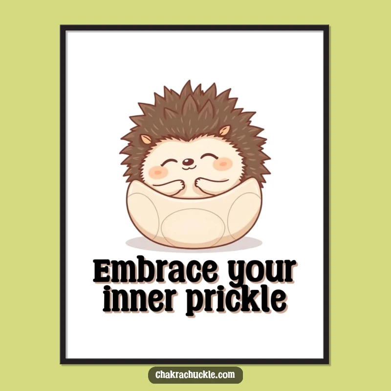 Funny Free Printable Hedgehog Wall Art: Peaceful Zen Ball Humorous Downloadable Art