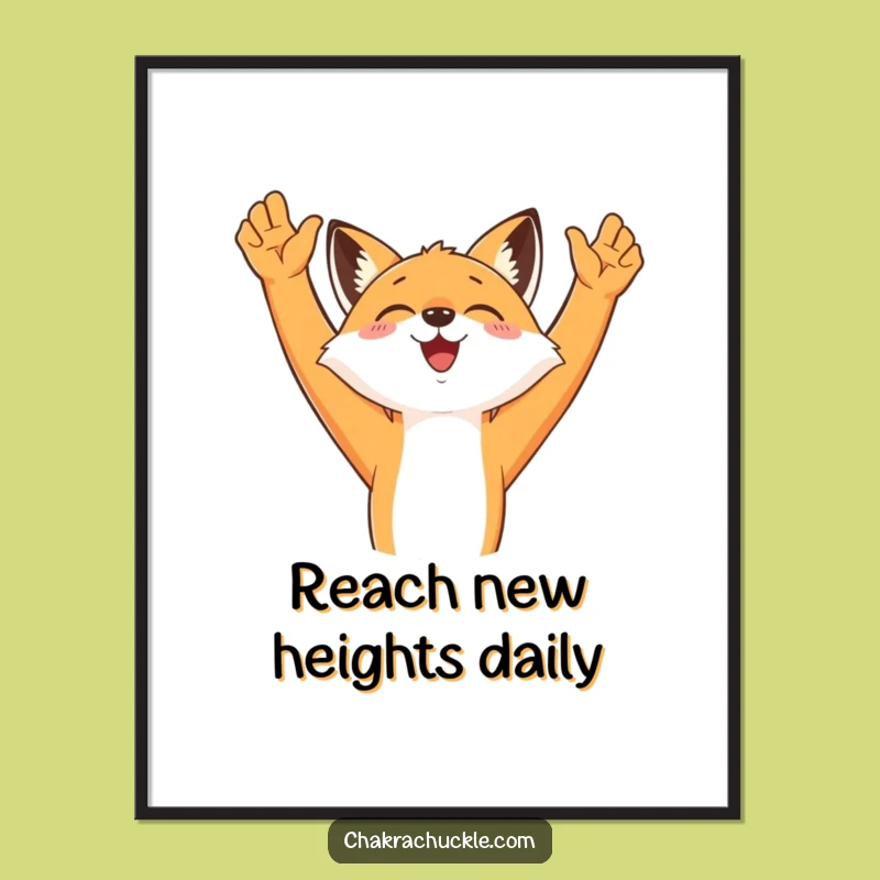 Free Printable Wall Art: Funny Stretching Fox Skyward Joyful Downloadable Art Gift