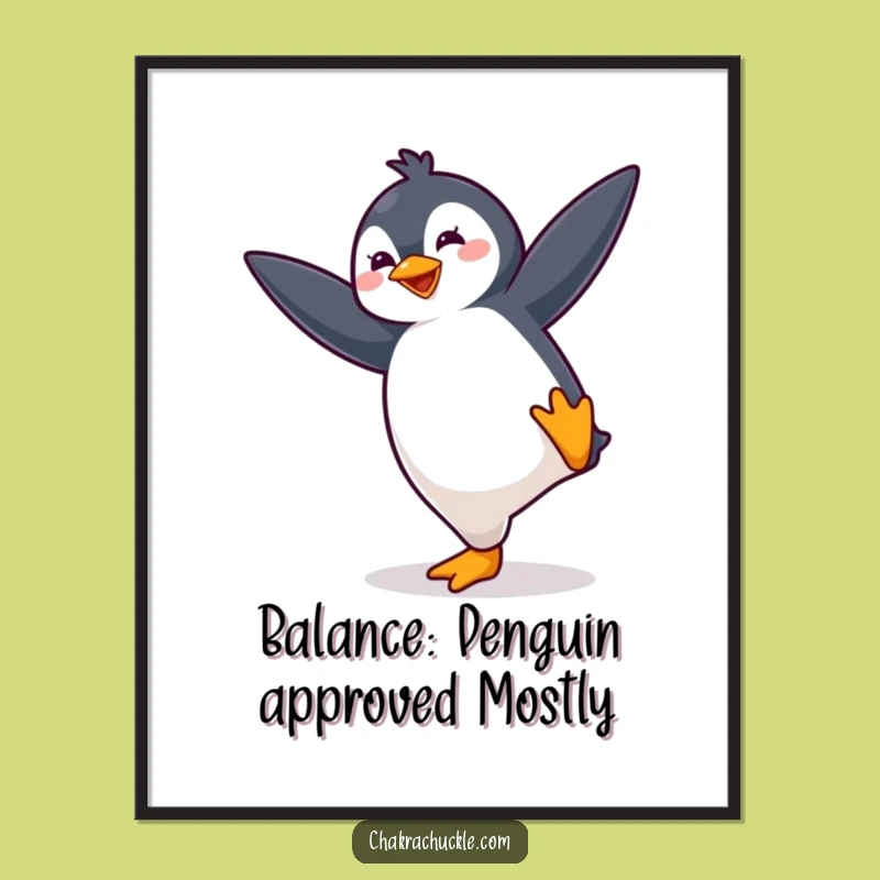 Funny Free Printable Wall Art: Energetic Penguin Yoga Pose Decor