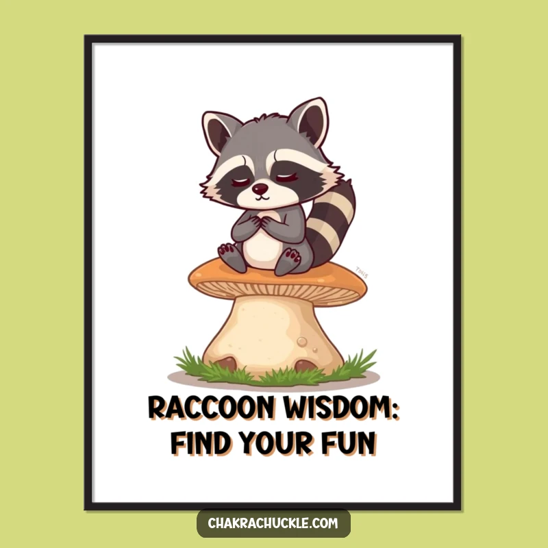 Free Printable Raccoon Mushroom Wall Art - Funny Woodland Downloadable Decor