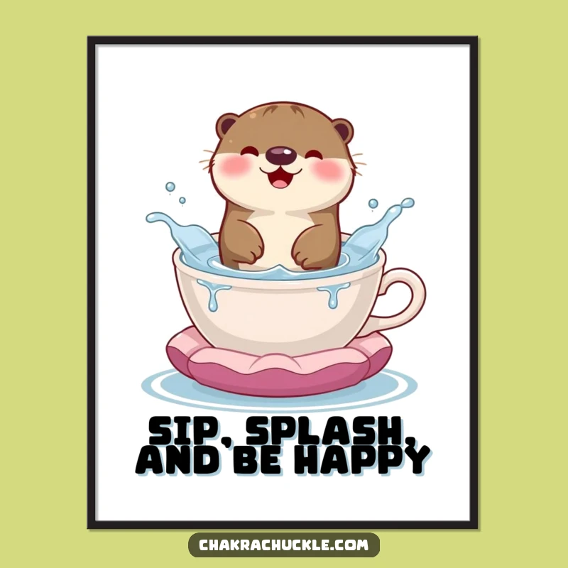 Free Printable Wall Art: Otter in Teacup - Playful & Funny Downloadable Decor