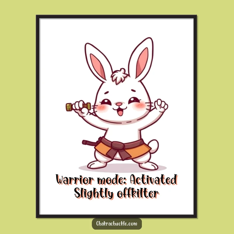Funny Free Printable Wall Art: Amused Wobbly Rabbit Warrior Decor