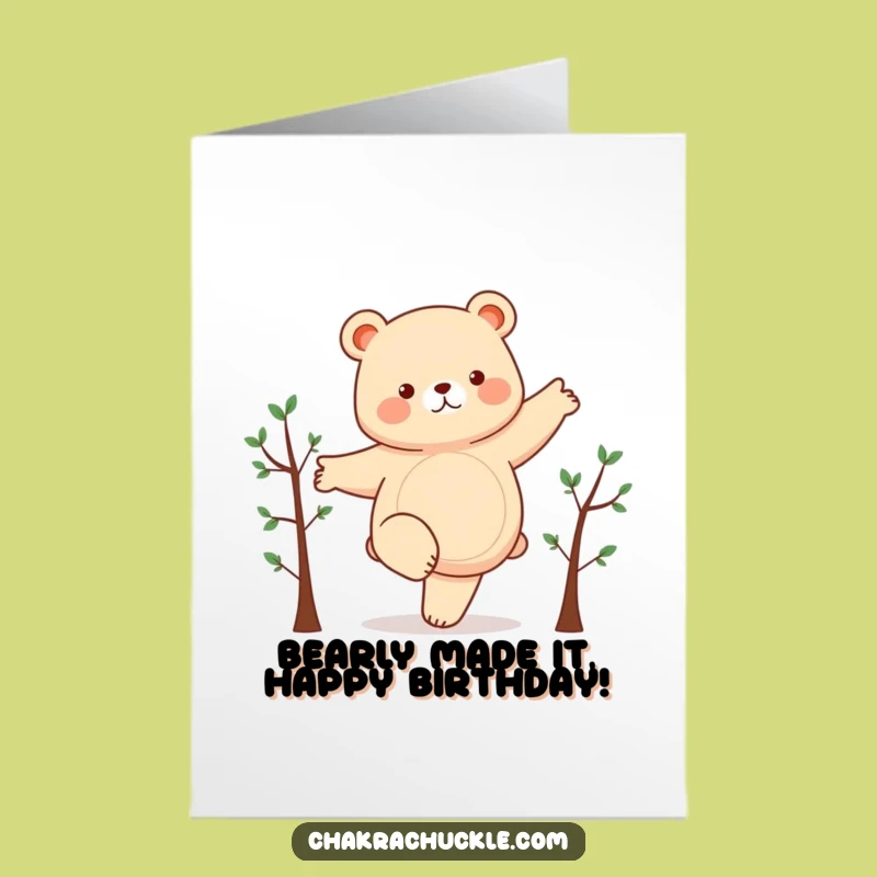 Free Printable Funny Birthday Card: Chubby Bear Yoga Pose - Hilarious Downloadable Gift