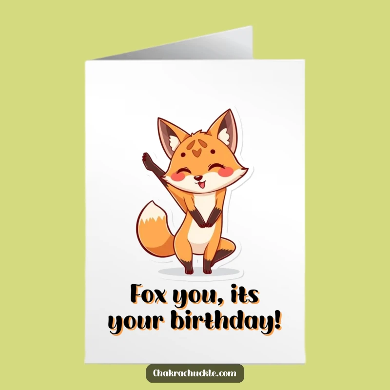 Free Printable Fox Yoga Birthday Card: Funny Downloadable Gift for Yoga Lovers