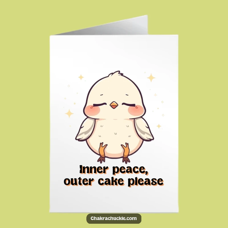 Free Printable Birthday Card: Chirpy Sparrow Meditation Zen Funny Downloadable Gift