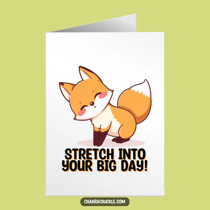 Free Printable Birthday Card: Playful Fox Yoga - Energetic Fun Download!