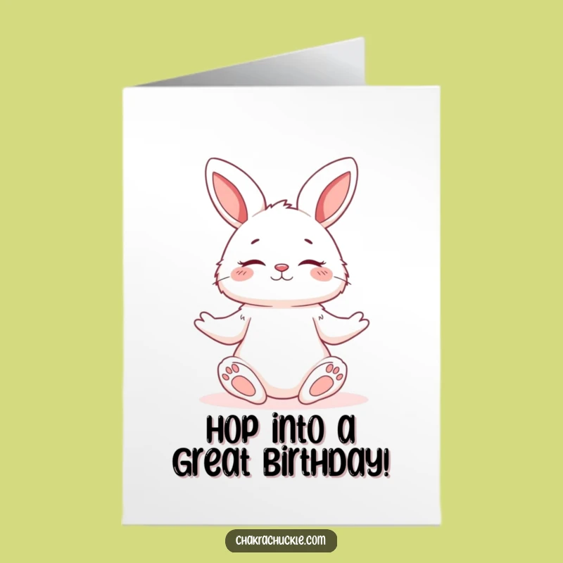 Free Printable Birthday Card: Serene Bunny Yoga Funny Downloadable Gift for Calm Celebrations