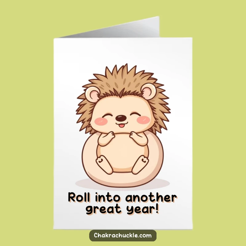 Free Printable Birthday Card: Zen Hedgehog Ball - Funny Downloadable Treat for You