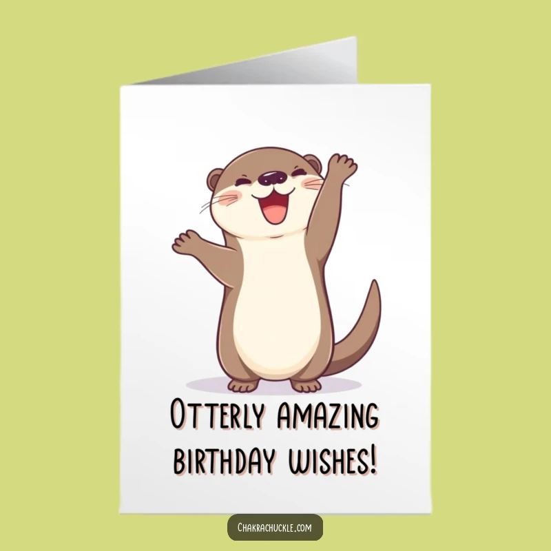 Free Printable Cheerful Otter Handstand Birthday Card - Funny Downloadable Gift