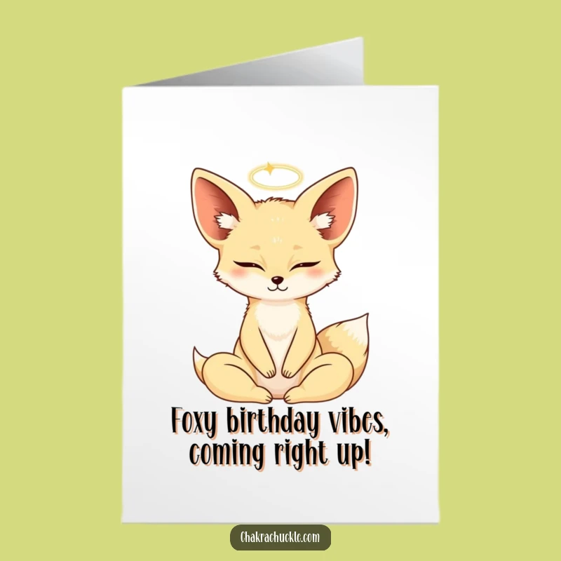 Free Printable Fennec Fox Yoga Birthday Card - Hilarious Zen Downloadable Gift