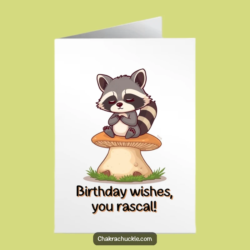 Free Printable Raccoon Mushroom Birthday Card - Funny Zen Downloadable Gift