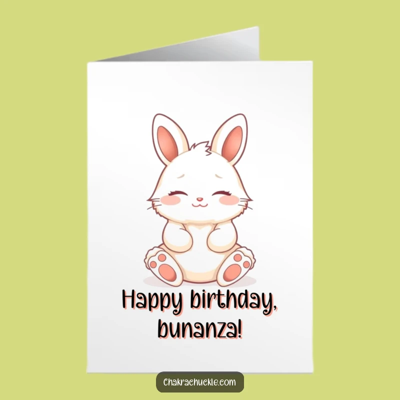 Free Printable Zen Birthday Card: Fluffy Bunny Lotus Pose Downloadable Gift