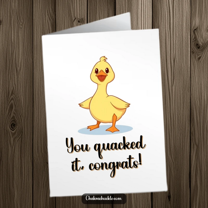 Funny Free Printable Congratulations Card: A wobbly duck struggling with lotus pose, adding comic relief to your congrats.