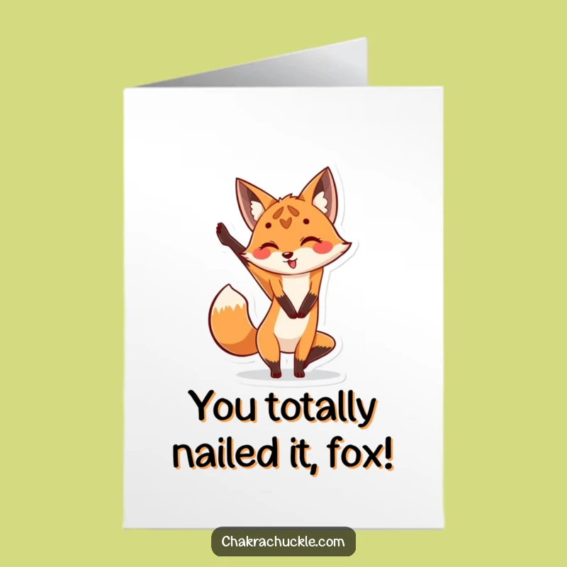 Free Printable Fox Yoga Card: Hilarious Congratulations Downloadable Gift for Achievers