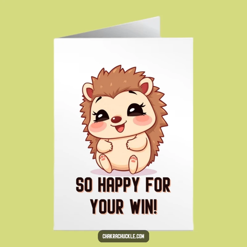 Free Printable Congratulations Card: Giggling Hedgehog Baby Pose Funny Downloadable Gift