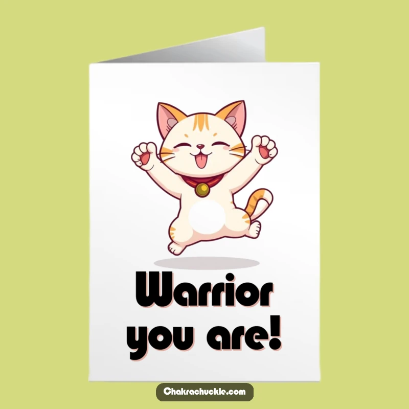 Free Printable Congrats Card: Funny Cat Warrior Victory Downloadable Gift