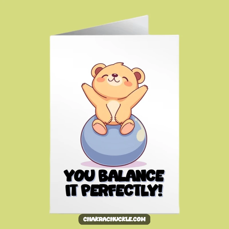 Free Printable Congrats Card: Blissful Bear Yoga Funny Downloadable Gift