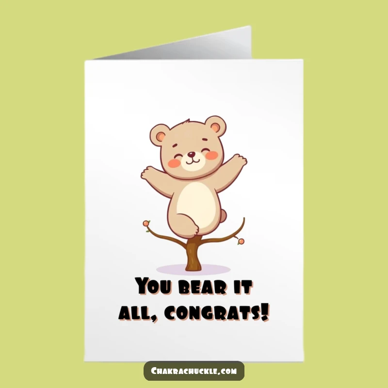 Free Printable Congrats Card: Giggling Bear Yoga Humorous Downloadable Greeting Gift