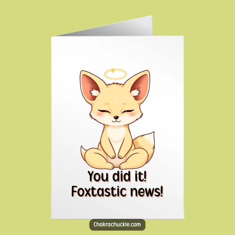 Free Printable Fennec Fox Yoga Congrats Card - Zen Achievement Downloadable