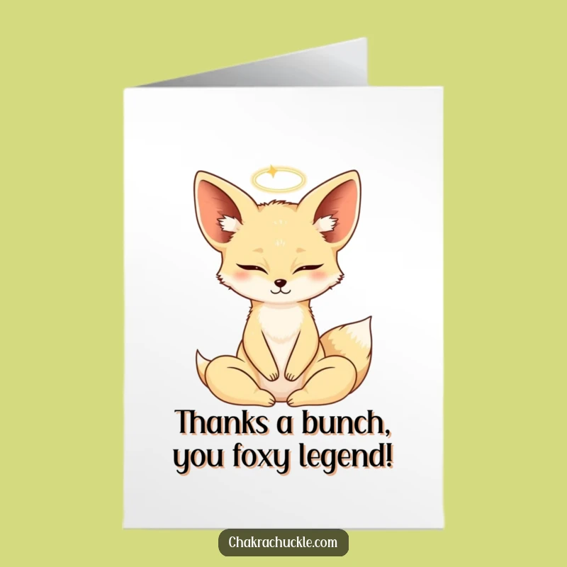 Free Printable Fennec Fox Yoga Thank You Card - Grateful Zen Downloadable