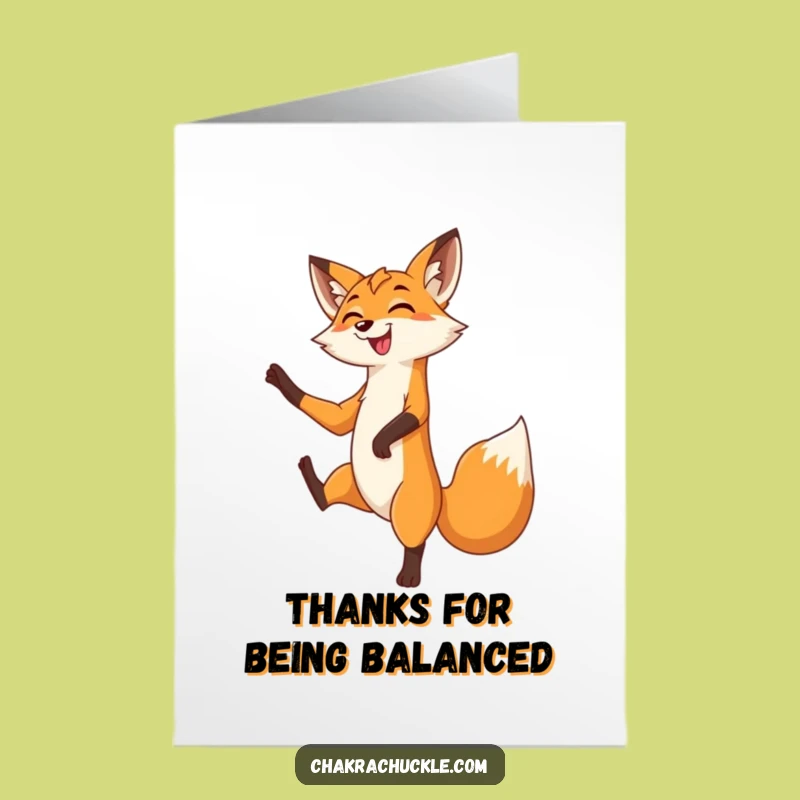 Free Printable Fox Tree Pose Thank You Card - Funny Gratitude Gift