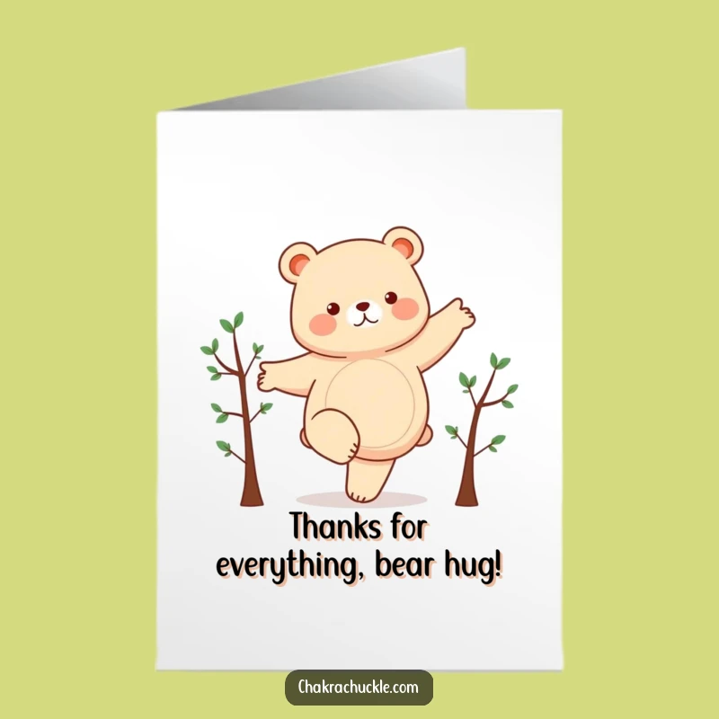Free Printable Funny Thank You Card: Bear Pose - Heartfelt Downloadable Gift