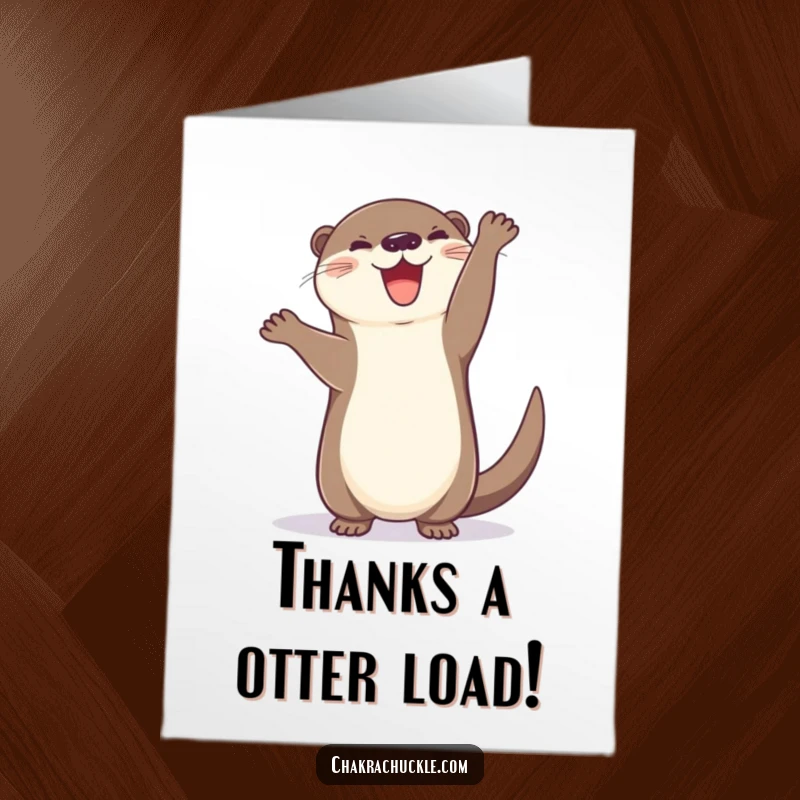 Funny Free Printable Thank You Card: A cheerful otter doing a handstand with a wagging tail expresses sincere thanks.