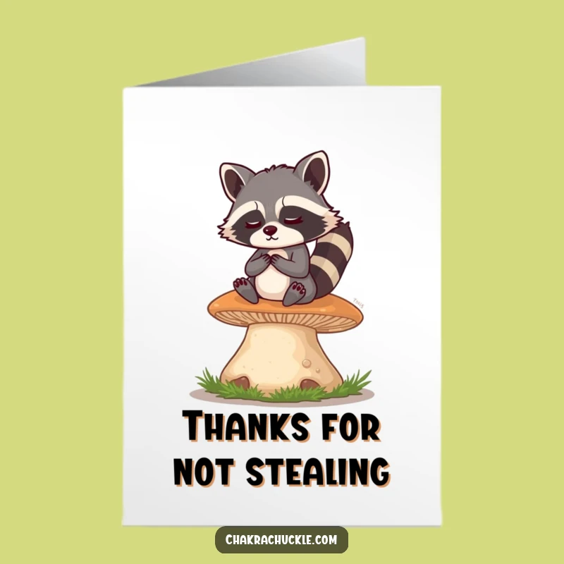 Free Printable Raccoon Mushroom Thank You Card - Funny Gratitude Gift