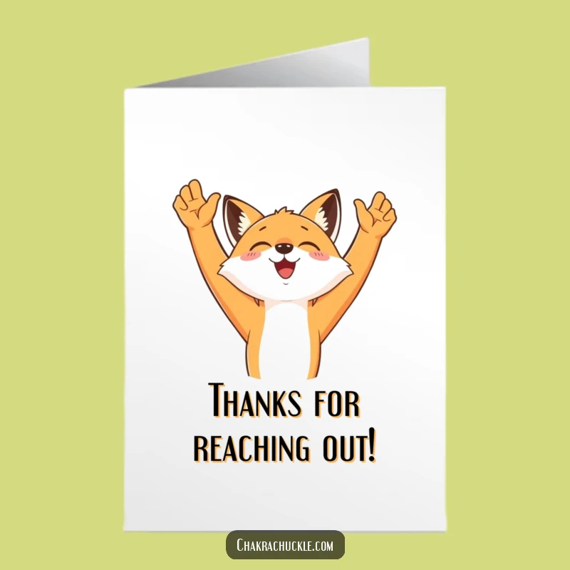 Free Printable Thank You Card: Funny Grateful Fox Reaching Out Downloadable Gift
