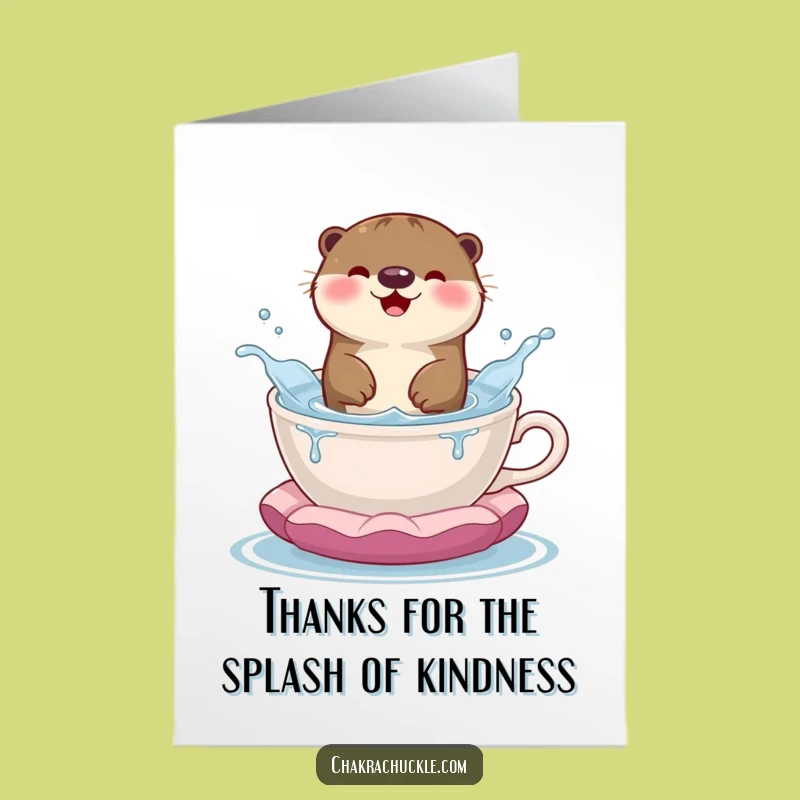 Free Printable Thank You Card: Otter in Teacup - Whimsical & Funny Download
