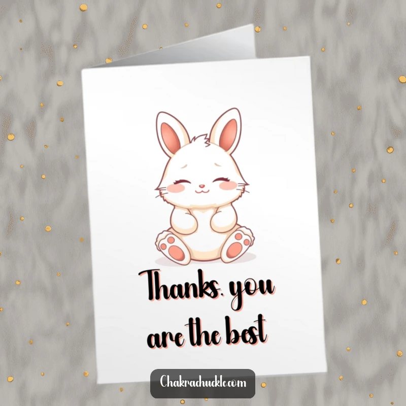 Funny Free Printable Thank You Card: A fluffy bunny meditating in a lotus pose with a gentle smile.