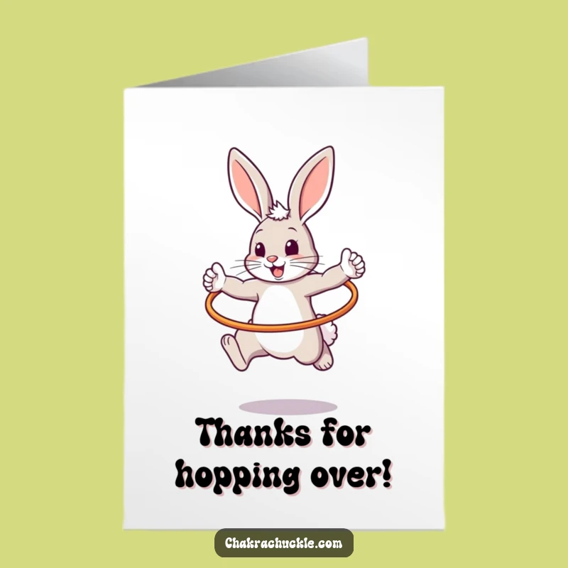 Free Printable Thank You Card: Warrior Bunny Hula Hooping Gratitude, Funny Downloadable Gift!