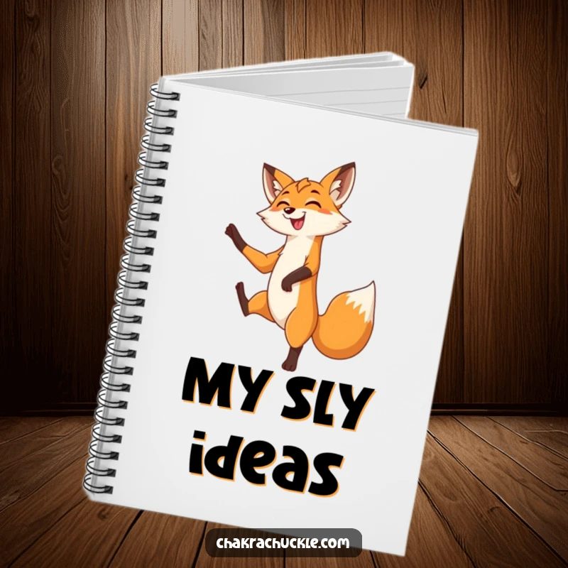 Funny Fox Notebook: A grinning fox gracefully balances in a tree pose, one leg lifted with playful poise and a sly smile.