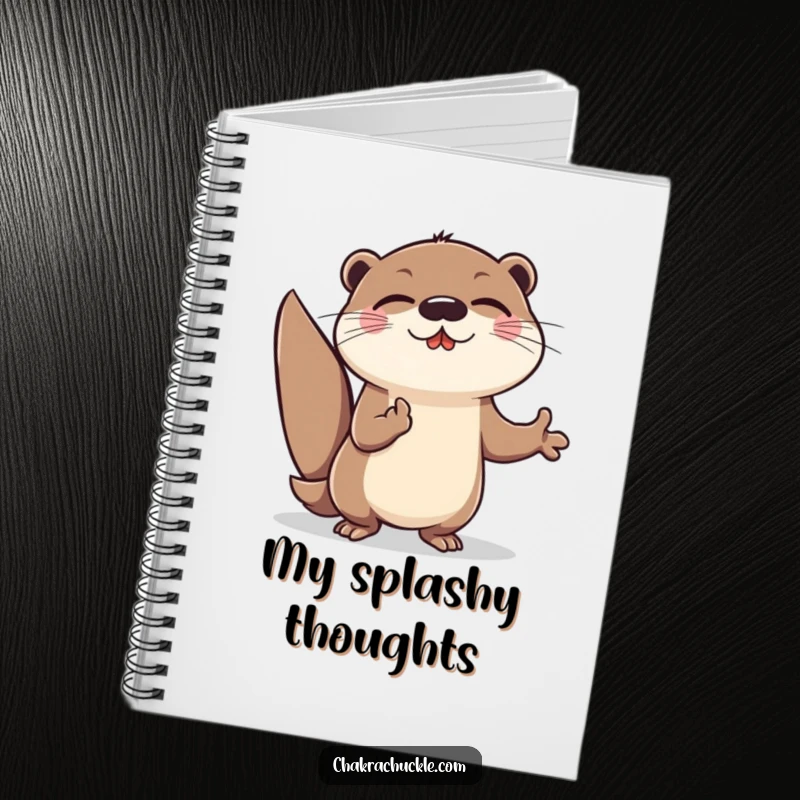 Funny Otter Meditation Notebook: Cheerful otter character lunging forward in an energetic meditation pose, ideal for notes.