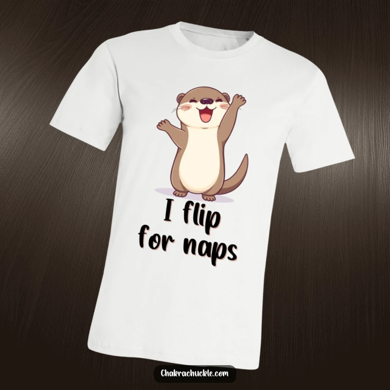 Funny Otter T-Shirt: A cheerful otter hilariously attempts a handstand, tail wagging with pure, uninhibited joy and playful energy.