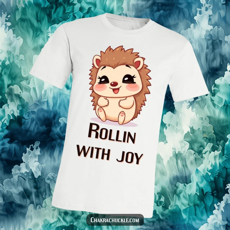 Funny Hedgehog Baby Pose T-Shirt: A giggling hedgehog in a happy baby pose, holding its feet, for humorous fun.