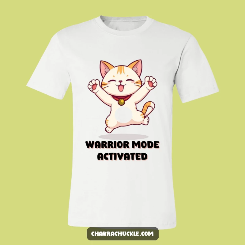Funny Warrior Cat T-Shirt - Leap into Action with Joy, Great Gift!