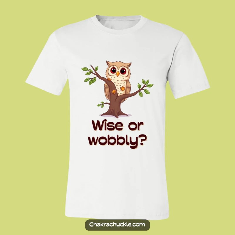 Funny Owl Yoga T-Shirt: Curious Owl Wobbling Tree Pose, Comfy Gift!