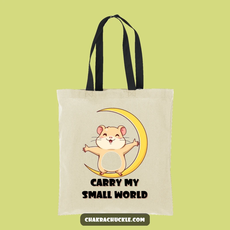 Funny Hamster Crescent Moon Tote Bag: Determined Yoga Carry-All
