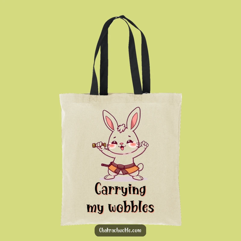 Funny Kawaii Rabbit Tote Bag: Amused Warrior Pose, Perfect Shopping Gift