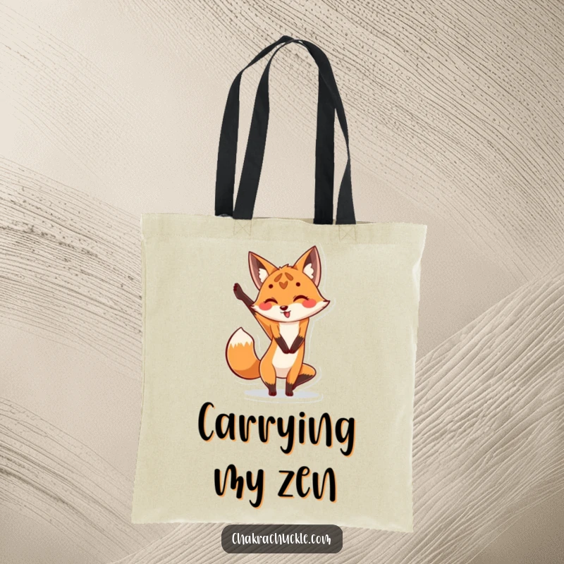 Funny Fox Yoga Tote Bag: Cute fox in a leg-up yoga pose, a stylish and humorous accessory.