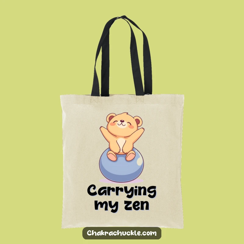 Funny Bear Yoga Tote Bag: Blissful Cub, Perfect Shopping Gift