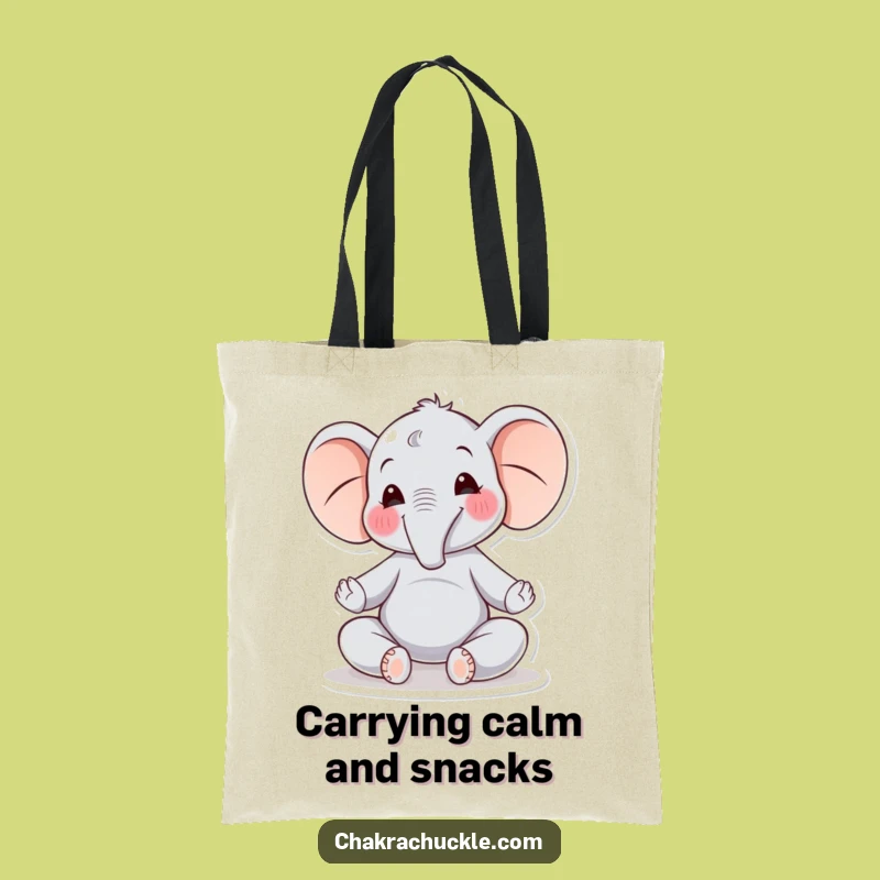 Funny Elephant Tote Bag: Joyful Meditator - Practical Gift!